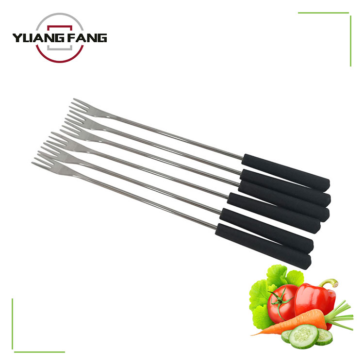 27 Cm Stainless Steel Cheese Fondue Forks With Frosted Plastic Handle